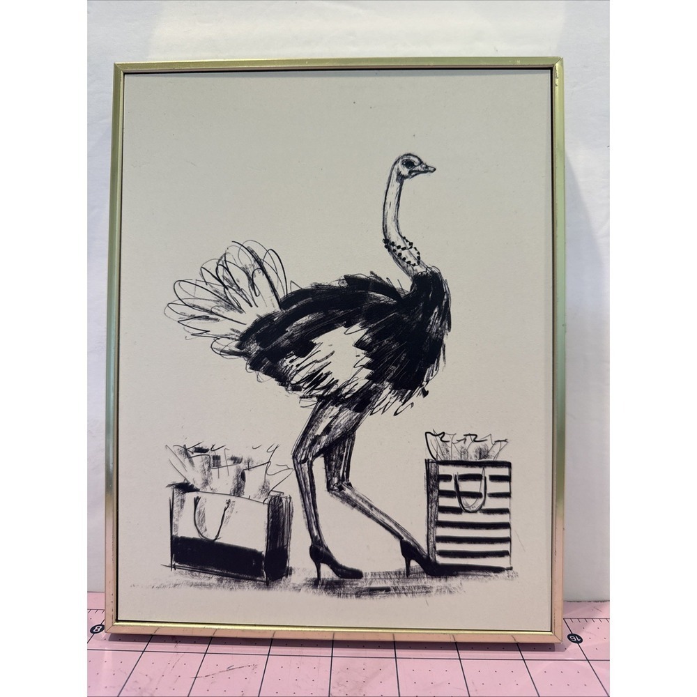 In The Books Collection Ostrich Print Art Framed